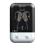 Electrocardiógrafo ZGN-10 mostrando su diseño compacto y conectividad Bluetooth para uso en telemedicina